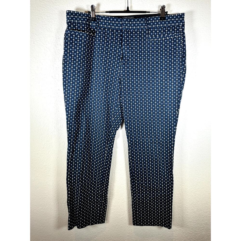 Banana Republic Jackson Fit Pants Size 12 Black with Navy & White Pattern
